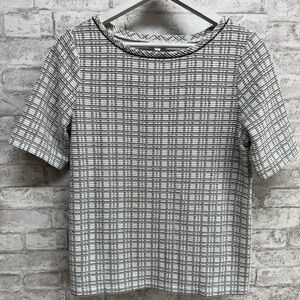Talbots knit‎ short sleeve jersey women’s M black and white plaid checkered